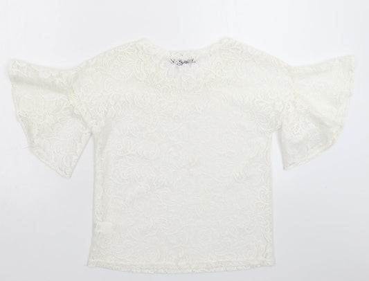 Atmosphere Womens White Lace Basic Blouse Size 4