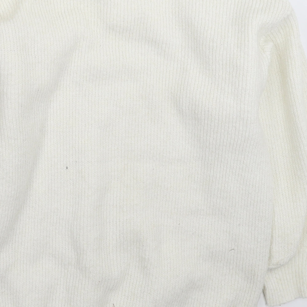 Womens UK Size L Divided White Pullover Jumper