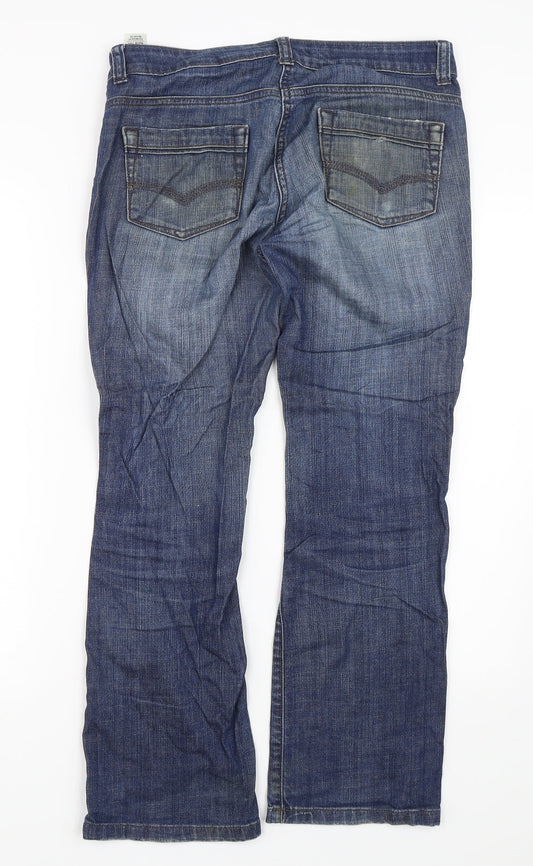 M&S Womens Blue Denim Straight Jeans Size 10 L27 in