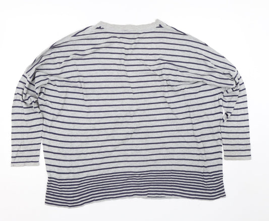 EAST Womens Grey Striped Cardigan Jumper Size M