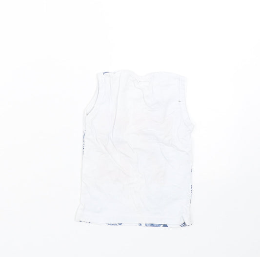 Preworn Boys White Floral Basic Tank Size 3 Years