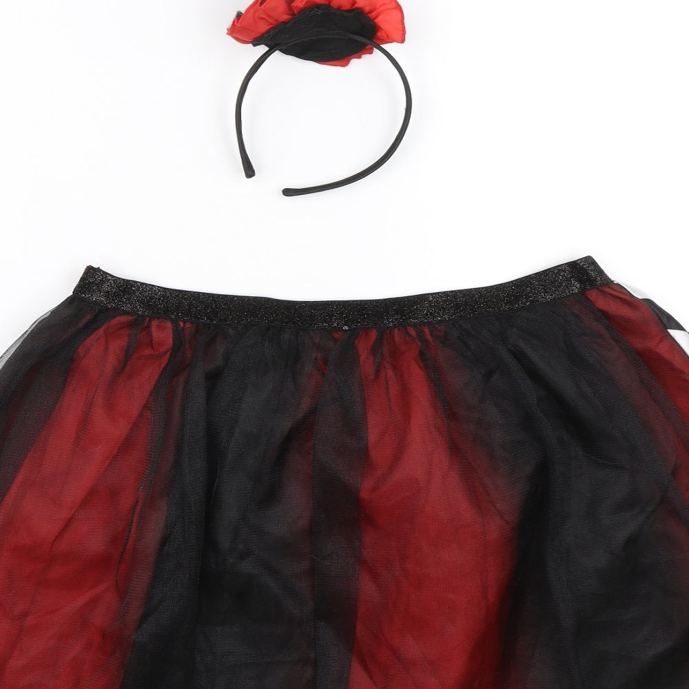 George Womens Red Check Flare Skirt Size L - headband included