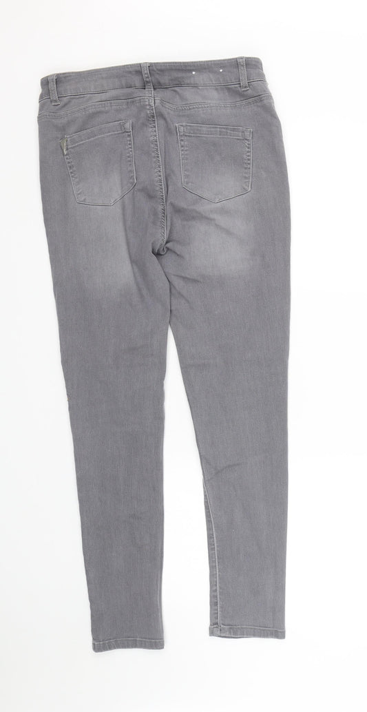 Peacocks Womens Grey Skinny Jeans Size 14 L28 in