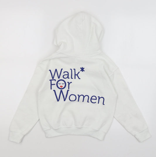 Gildan Girls White Pullover Hoodie Size 5 Years - Walk for Women