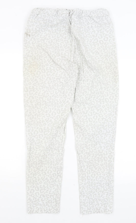 Womens UK Size S Moda Regular Fit White Trousers