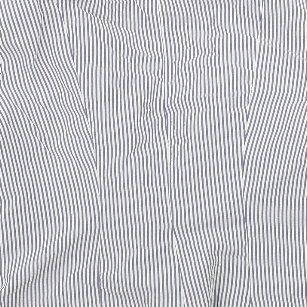 Brand and care label for Atmosphere women’s white striped jacket blazer, size UK 10