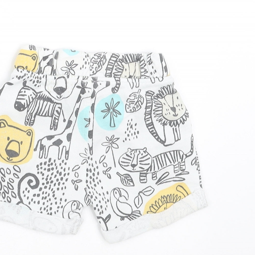 Brand and care label for Marks & Spencer Baby White Trousers, size 0-3, Months - animals