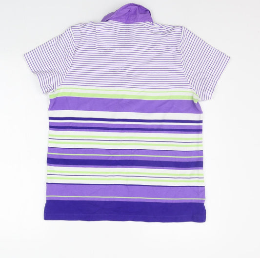 DASH Mens Purple Striped Polo Size 16