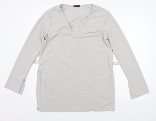 Womens UK Size 12 Misspap Grey Basic T-Shirt