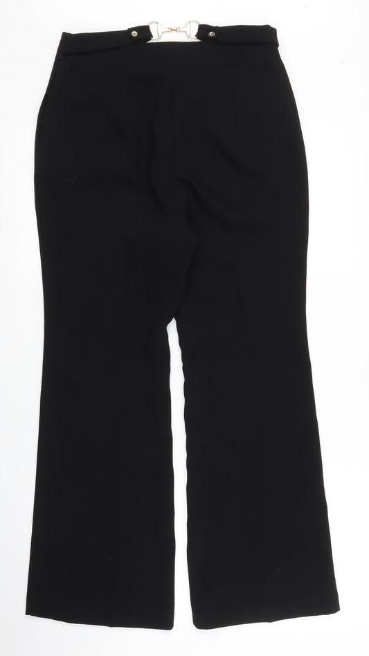 Womens UK Size 10 Topshop Regular Fit Black Trousers