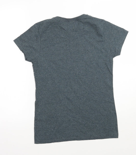 Womens UK Size S Gildan Blue Basic T-Shirt