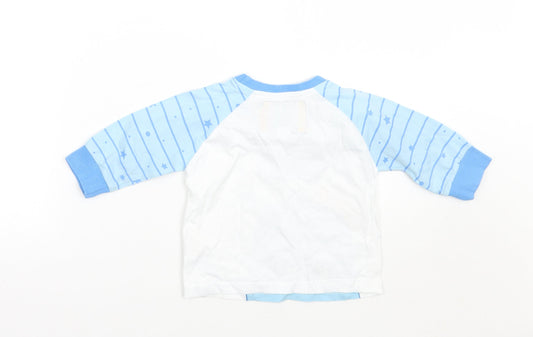 Int he night Baby Blue Striped Basic T-Shirt Size 9-12 Months