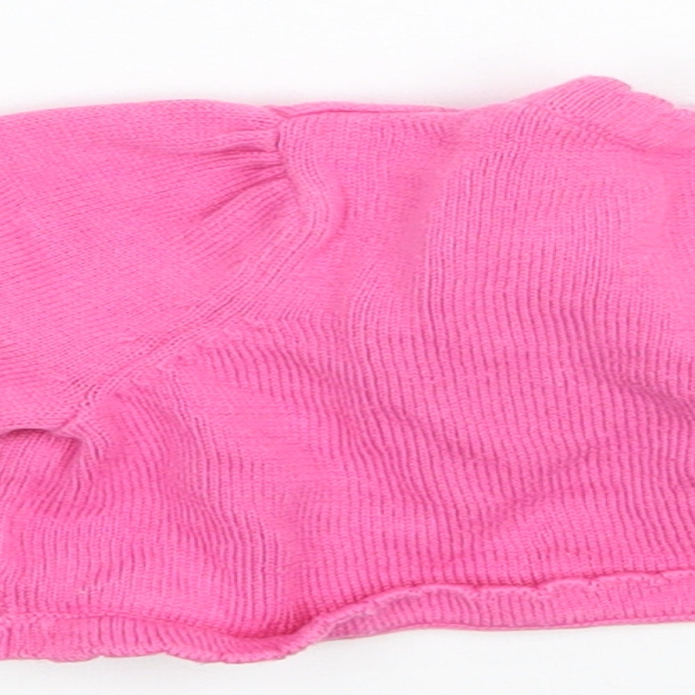 Brand and care label for Matalan girls’ pink cardigan jumper, size 3-6, months
