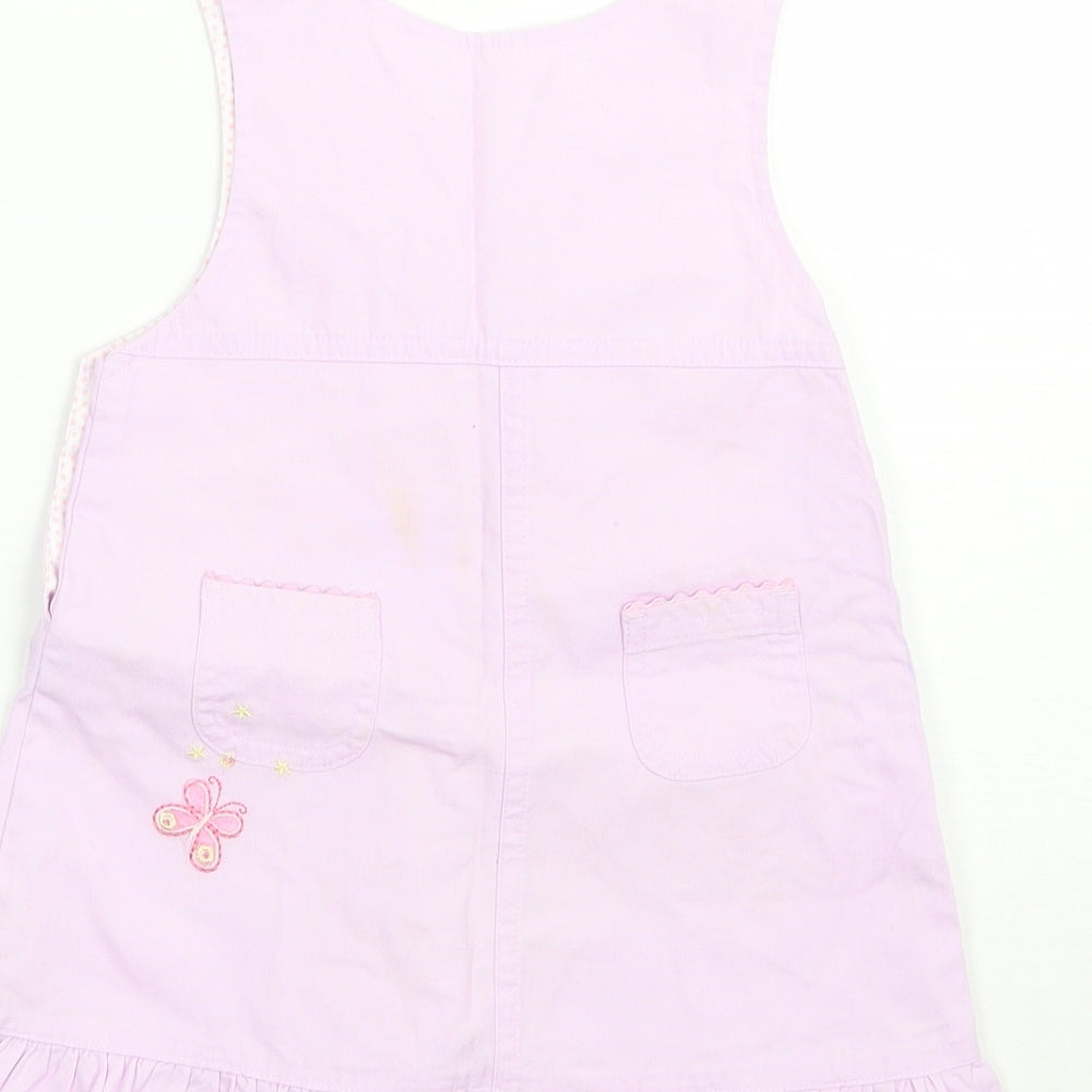 Brand and care label for Morris mouse girls’ purple animal print a-line, size 6-9, months