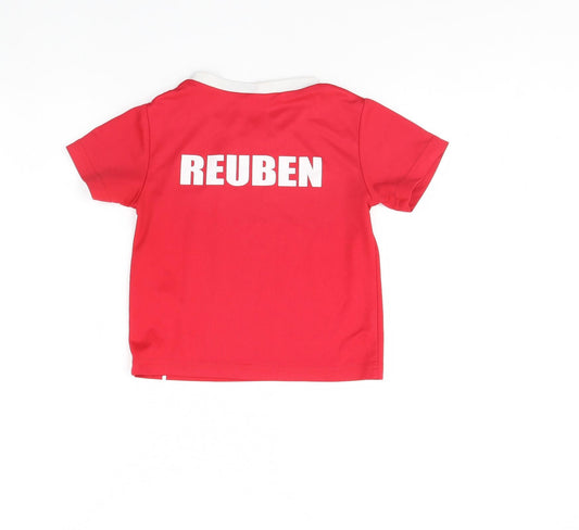 manav Boys Red Basic T-Shirt Size 5 Years - Wales/ personalised Reuben