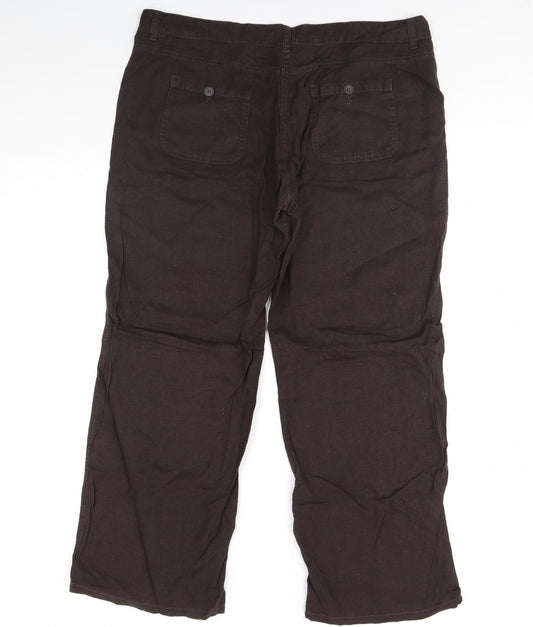 m&s Womens Brown Trousers Size 16 L30 in