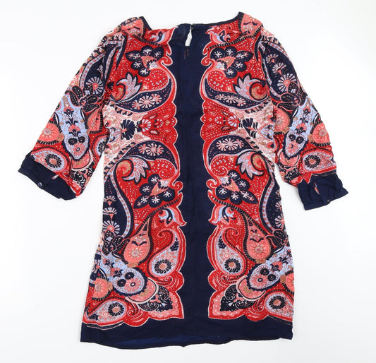 M&Co Womens Blue Geometric Shift Size 10