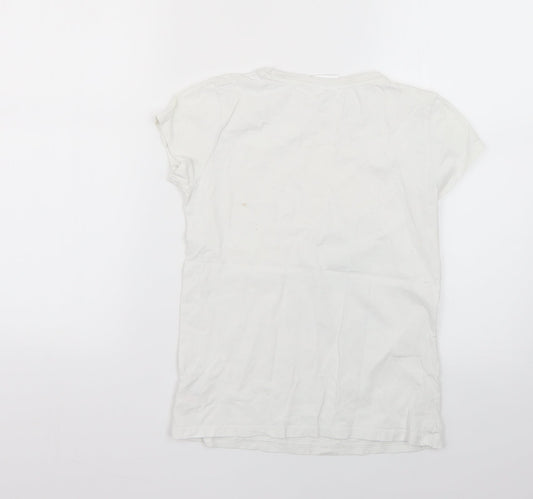 me to you Girls White Geometric Basic T-Shirt Size 10-11 Years