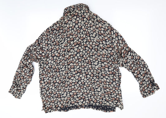 Alice Collins Womens Brown Floral Basic Blouse Size XL