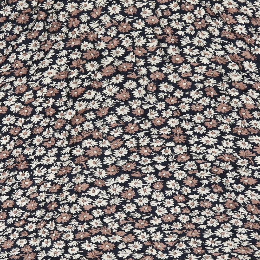 Alice Collins Womens Brown Floral Basic Blouse Size XL