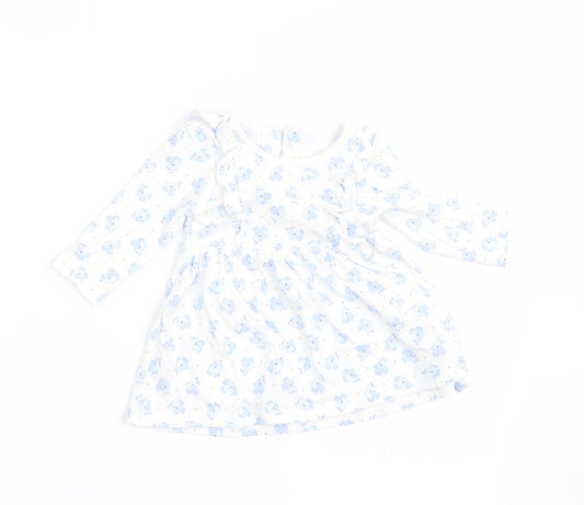 Matalan Girls Blue Floral A-Line Size 3-6 Months