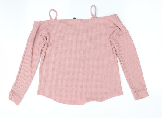 SheIn Womens Pink   Pullover Jumper Size 12  - Cut out shoulders