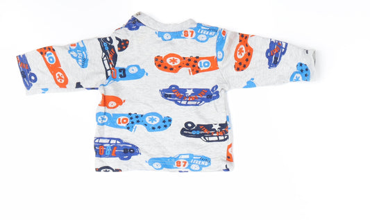 Nutmeg Boys Grey Basic T-Shirt Size 3-6 Months - Car Print