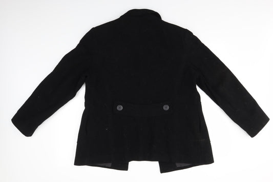 George Womens Black Overcoat Coat Size 16