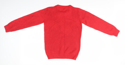 Preworn Girls Multicoloured Pullover Jumper Size 12-13 Years - Unicorn Festive