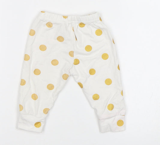 Preworn Baby White Polka Dot Jogger Leggings Size 0-3 Months