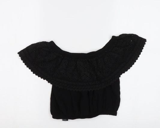 Womens UK Size 8 New Look Black Cropped Blouse