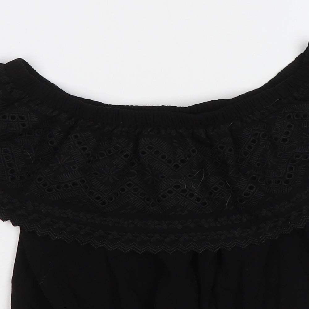 Womens UK Size 8 New Look Black Cropped Blouse
