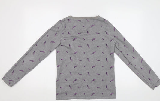 ESMARA Womens Grey Pullover Hoodie Size 10 - Feather Print