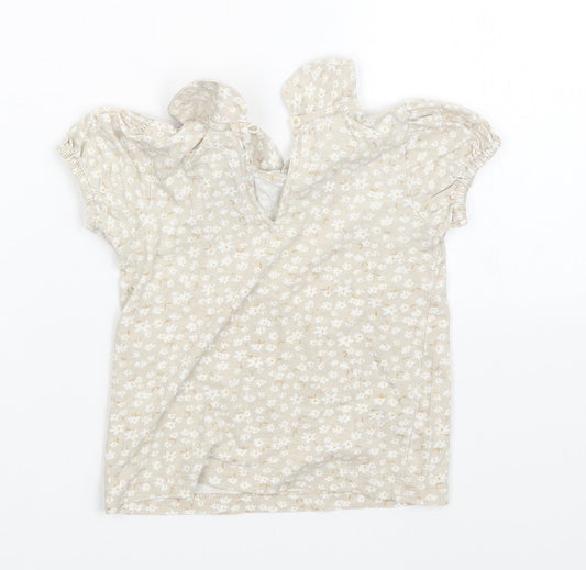 George Girls Beige Floral T-Shirt Dress Size 18-24 Months