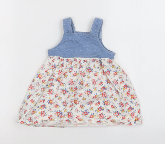 Nutmeg Girls Multicoloured Floral Pinafore/Dungaree Dress Size 3-6 Months