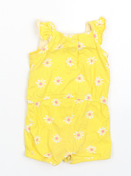 Mothercare Girls Yellow Floral Romper One-Piece Size 3-6 Months