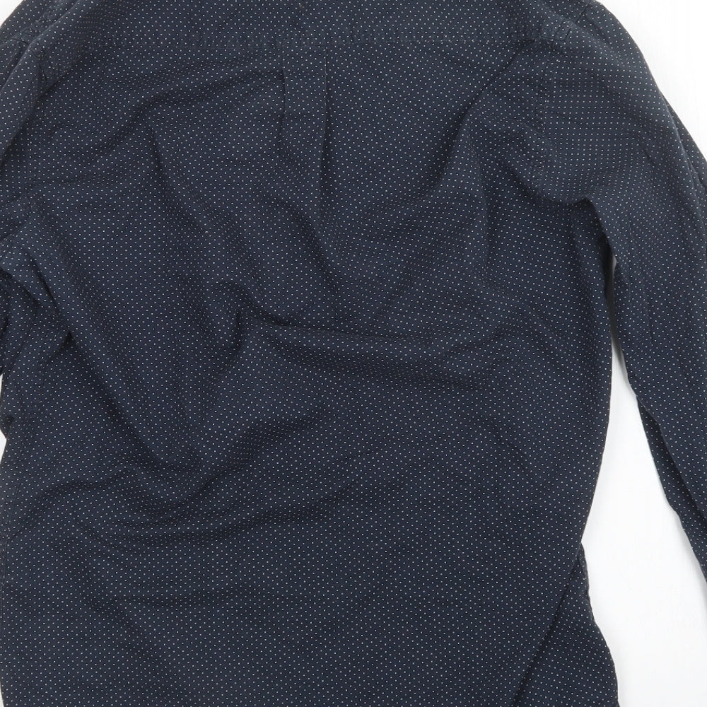 Topman Mens Blue Polka Dot Button-Up Size S