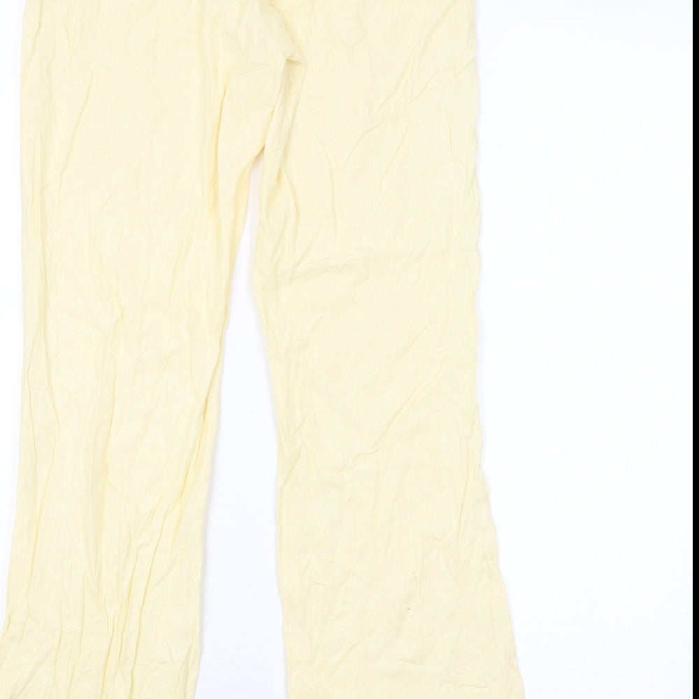 Womens UK Size XL Preworn Regular Fit Yellow Trousers