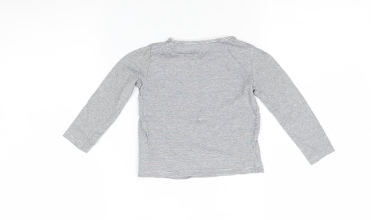 Preworn Girls Grey Striped Basic T-Shirt Size 3 Years