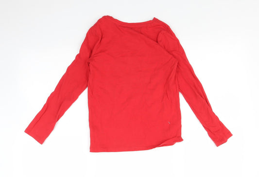 NEXT Girls Red Basic T-Shirt Size 9 Years - Christmas