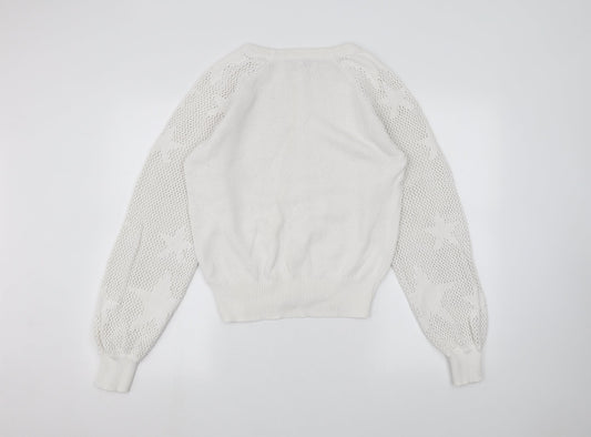 Womens UK Size S Marks and Spencer White Pullover Jumper