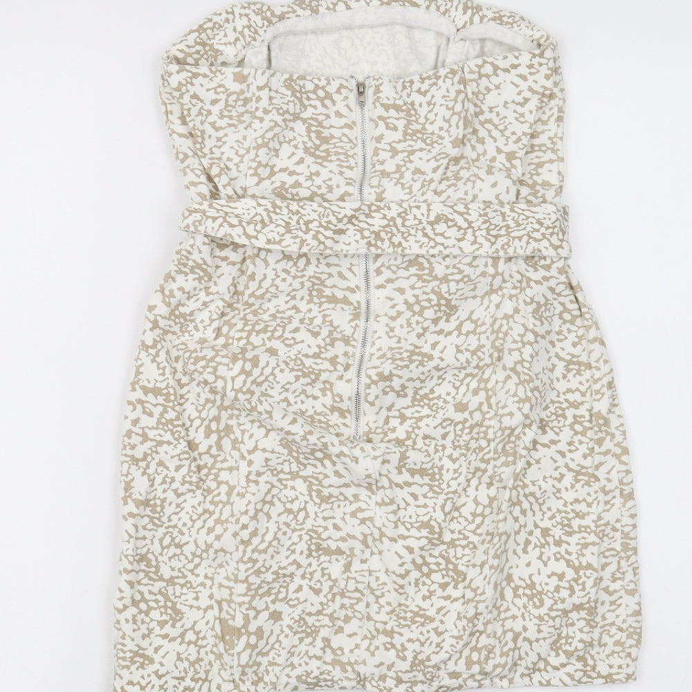 PRETTYLITTLETHING Womens White A-Line Size 8 - Belted