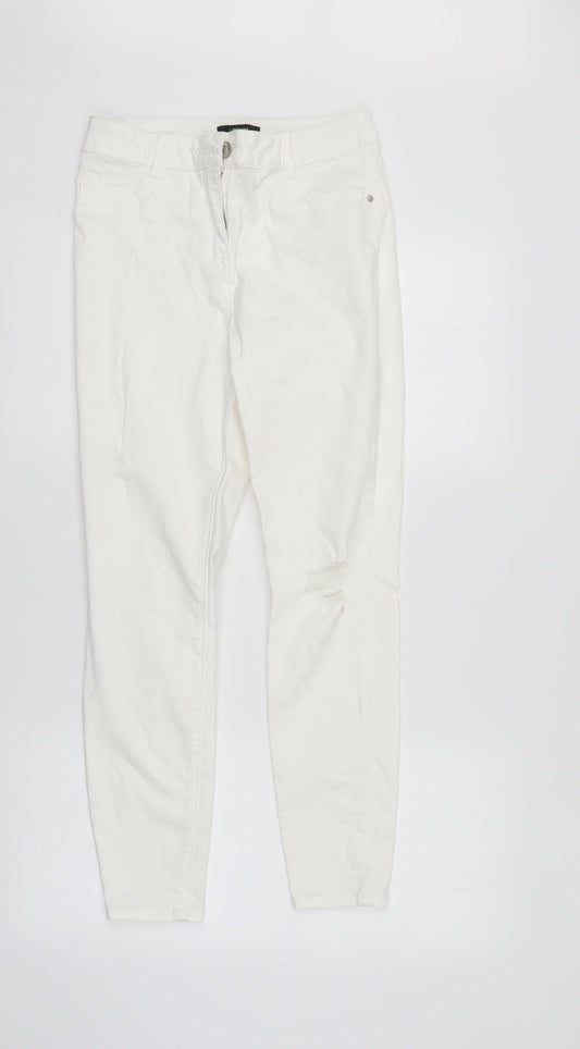 Additional front view of /Denim women’s white denim straight jeans, size UK 10, 27-inch leg