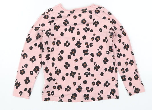 Marks and Spencer Girls Pink Animal Print Basic T-Shirt Size 5-6 Years