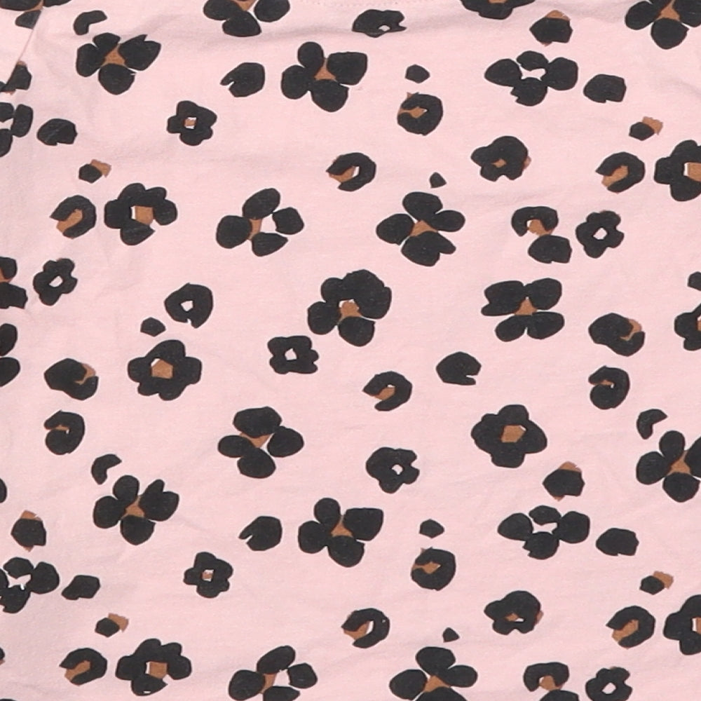 Marks and Spencer Girls Pink Animal Print Basic T-Shirt Size 5-6 Years