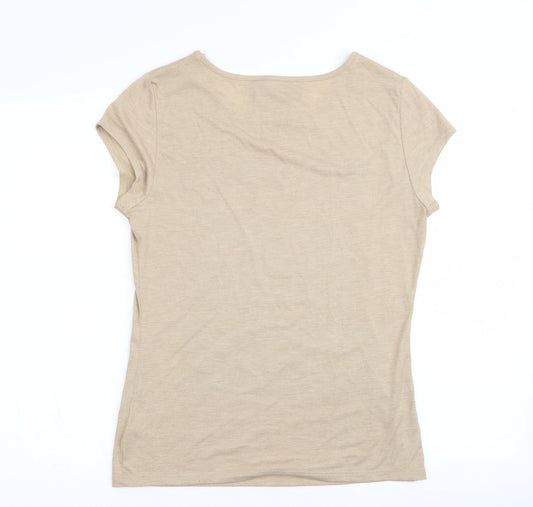 Womens UK Size 10 Asda George Beige Basic T-Shirt