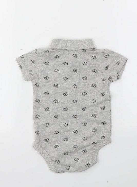 George Baby Grey Animal Print Babygrow One-Piece Size 6-9 Months