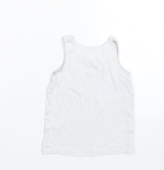 M&S Girls White Basic Tank Size 3-4 Years - Birds