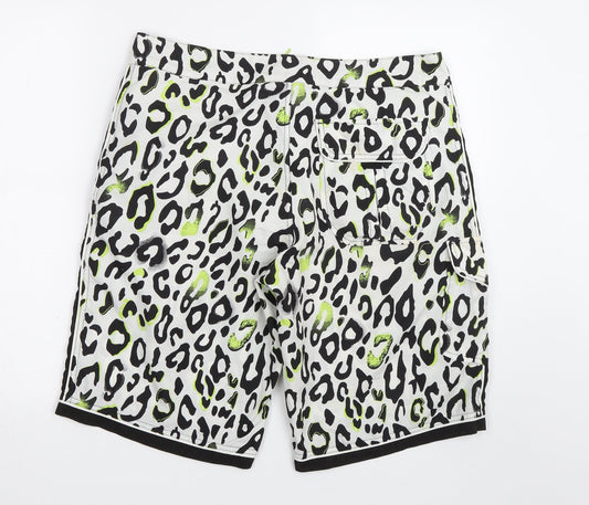 Topman Mens White Animal Print Sweat Shorts Size M
