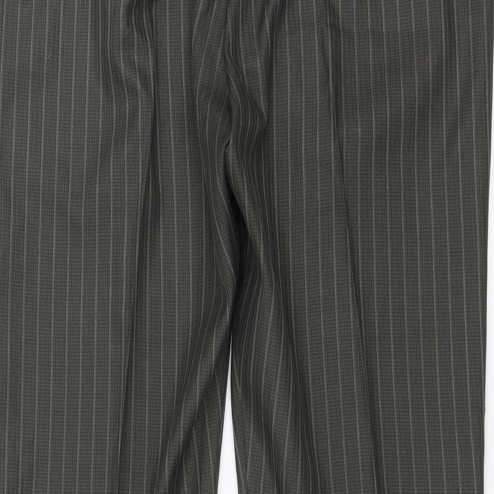 Preworn Mens Green Striped Trousers Size 36 in L26 in